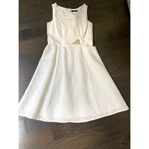 Great Plains‎ London Ivory Ramie Cotton embroidery Cut out Dress~ M